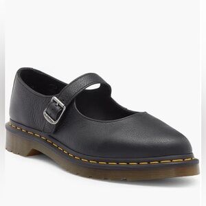Dr. Martens ELPHIE Black Virginia Leather Mary Jane Shoes Size 8 or 39 with box